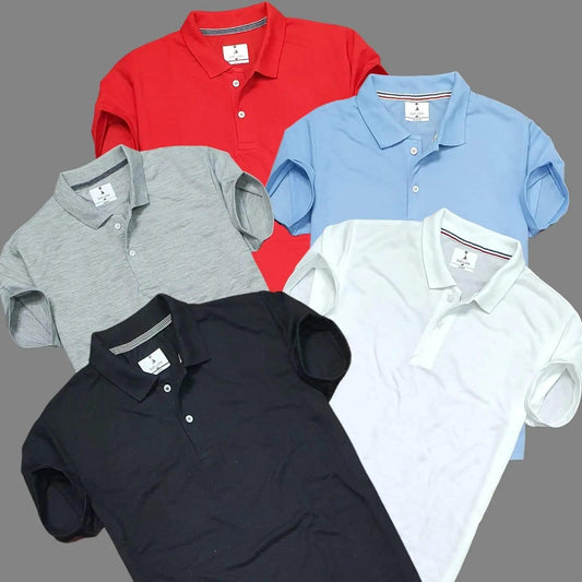 Men's Casual Half Sleeves Polo Neck T-shirt (Pack of 5)