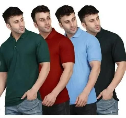 Matty Solid Half Sleeves Mens Polo T-Shirt Pack Of 4